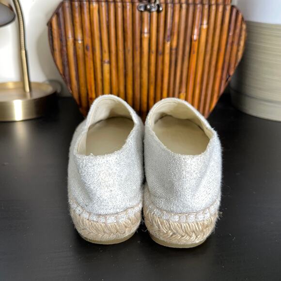CHANEL Classic Espadrilles Terry Cloth Silver Black Shimmer Sz 40 - Picture 6 of 13